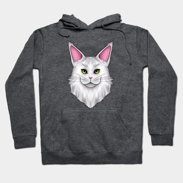 White Mainecoon Cat Hoodie by Cat Club